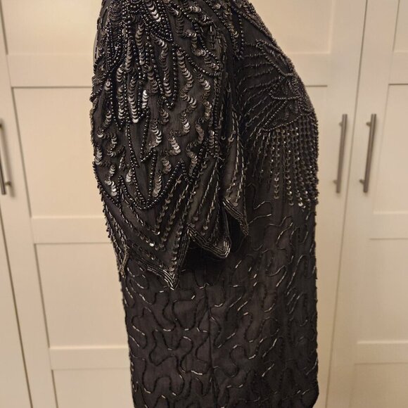 Denise Elle SILK BEADED & SEQUIN Blouse VINTAGE EUC SZ L - Picture 8 of 9